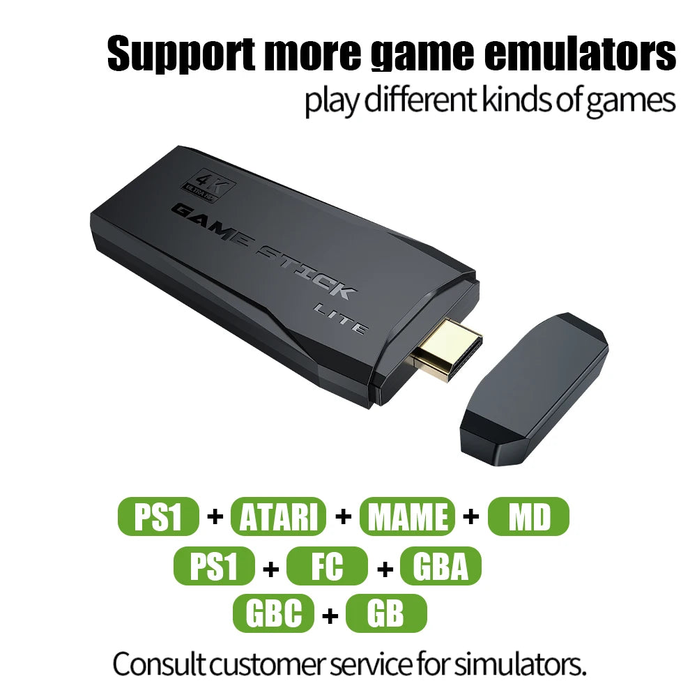 Consola reto M8 de 64 GB con 10.000 juegos, mando inalámbrico dual de 2,4 G, 4K ideal para regalo.
