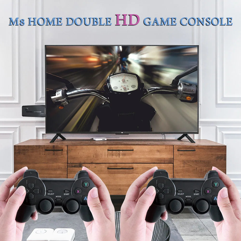 Consola reto M8 de 64 GB con 10.000 juegos, mando inalámbrico dual de 2,4 G, 4K ideal para regalo.