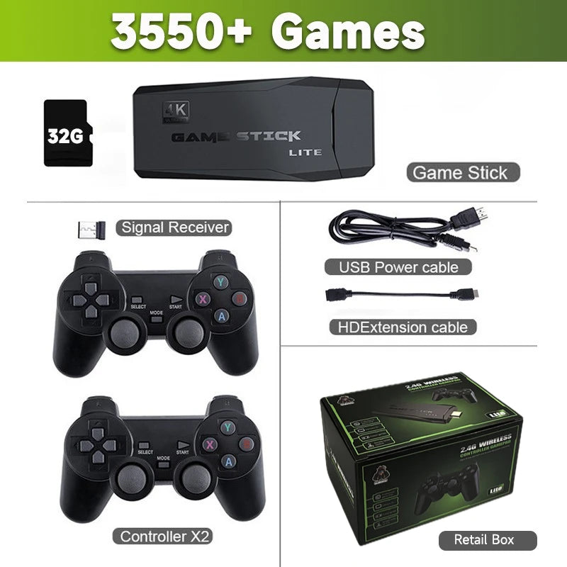 Consola reto M8 de 64 GB con 10.000 juegos, mando inalámbrico dual de 2,4 G, 4K ideal para regalo.